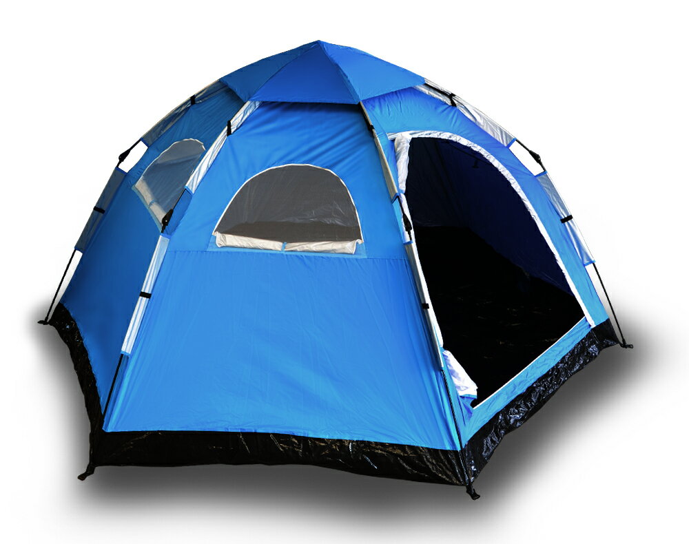 【ポイント10倍】【設営動画有り】 キャンプ テント ワンタッチテント 2人 3人 4人用 サンシェード 組み立て簡単 キャンプ用品 簡易テント キャンピングテント アウトドアテント 防災用テント ヘキサゴン 6角 サンシェードテント 登山 防災 青 送料無料 ODTT5BL